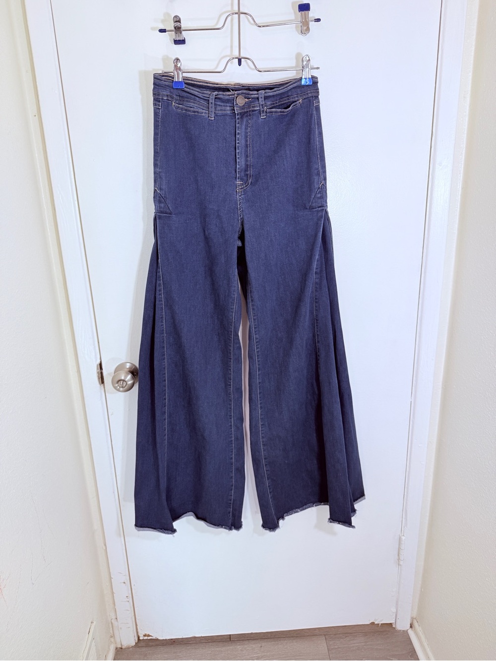 Fashion Nova Dark Blue Wide Leg Flare Jeans